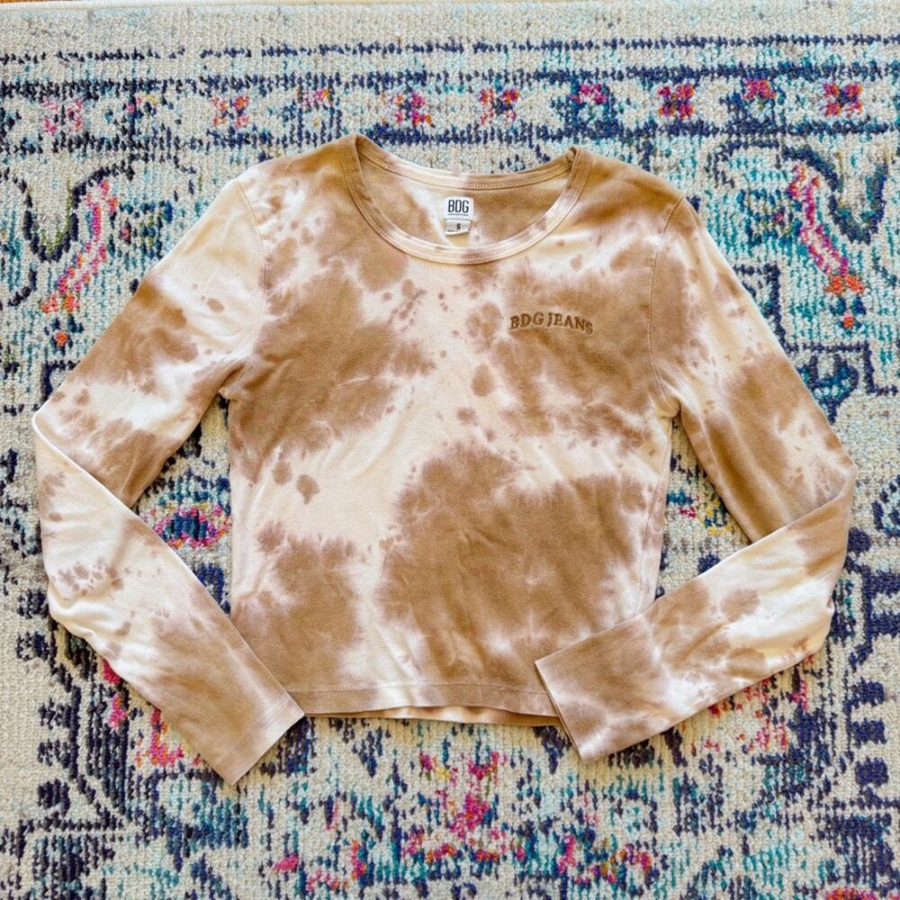 BDG Urban Outfitters Tie Dye Baby Tee Crop Long Sleeve 100% Cotton Size Small
